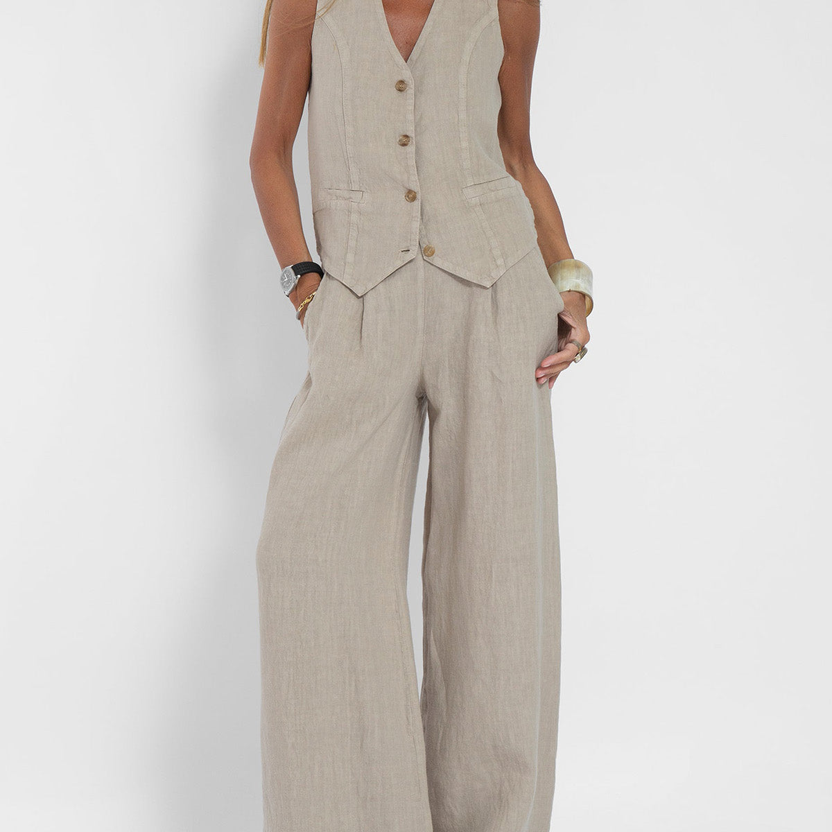 Rose | Button-Front Wide-Leg Set